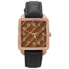 Background Structure Rose Gold Leather Watch 