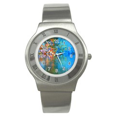 Background Texture Structure Stainless Steel Watch by Amaryn4rt