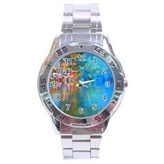 Background Texture Structure Stainless Steel Analogue Watch by Amaryn4rt