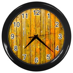 Background Wood Lath Board Fence Wall Clocks (black)