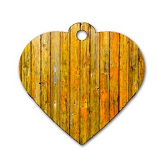 Background Wood Lath Board Fence Dog Tag Heart (one Side)