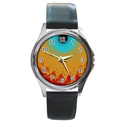 Bluesunfractal Round Metal Watch