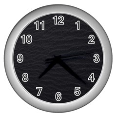 Black Pattern Sand Surface Texture Wall Clocks (silver) 