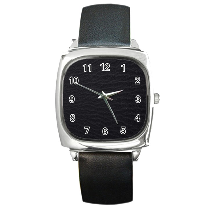 Black Pattern Sand Surface Texture Square Metal Watch