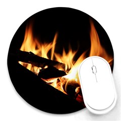 Bonfire Wood Night Hot Flame Heat Round Mousepads by Amaryn4rt