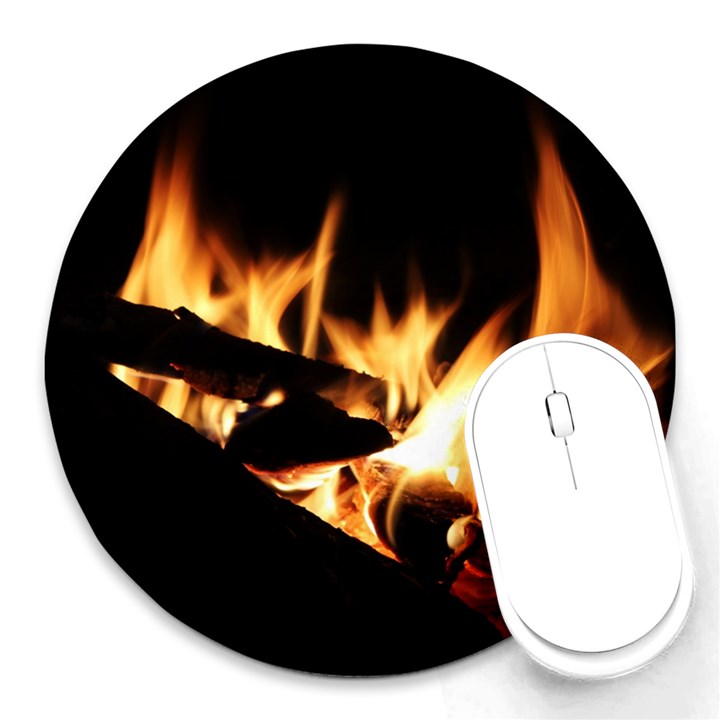 Bonfire Wood Night Hot Flame Heat Round Mousepads