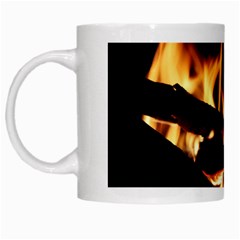 Bonfire Wood Night Hot Flame Heat White Mugs by Amaryn4rt