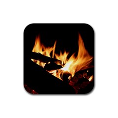 Bonfire Wood Night Hot Flame Heat Rubber Square Coaster (4 Pack)  by Amaryn4rt