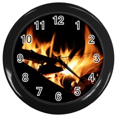 Bonfire Wood Night Hot Flame Heat Wall Clocks (black) by Amaryn4rt