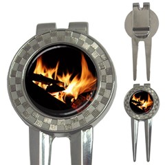 Bonfire Wood Night Hot Flame Heat 3-in-1 Golf Divots