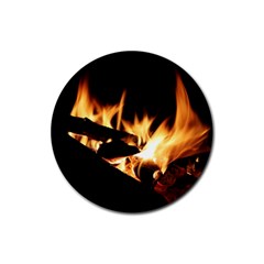 Bonfire Wood Night Hot Flame Heat Rubber Round Coaster (4 Pack)  by Amaryn4rt