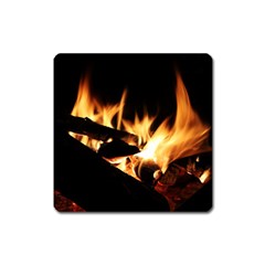 Bonfire Wood Night Hot Flame Heat Square Magnet