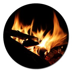 Bonfire Wood Night Hot Flame Heat Magnet 5  (round) by Amaryn4rt