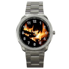 Bonfire Wood Night Hot Flame Heat Sport Metal Watch