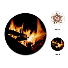 Bonfire Wood Night Hot Flame Heat Playing Cards (round) 