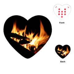 Bonfire Wood Night Hot Flame Heat Playing Cards (heart) 