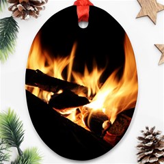 Bonfire Wood Night Hot Flame Heat Oval Ornament (two Sides) by Amaryn4rt