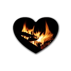 Bonfire Wood Night Hot Flame Heat Rubber Coaster (heart)  by Amaryn4rt