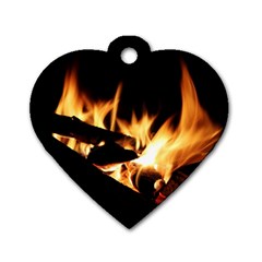 Bonfire Wood Night Hot Flame Heat Dog Tag Heart (two Sides)