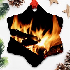 Bonfire Wood Night Hot Flame Heat Ornament (snowflake) by Amaryn4rt