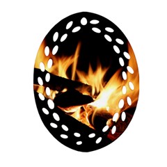 Bonfire Wood Night Hot Flame Heat Oval Filigree Ornament (two Sides) by Amaryn4rt