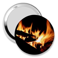 Bonfire Wood Night Hot Flame Heat 3  Handbag Mirrors by Amaryn4rt