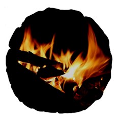 Bonfire Wood Night Hot Flame Heat Large 18  Premium Flano Round Cushions