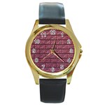 Brick Wall Brick Wall Round Gold Metal Watch Front