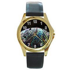 Bubble Iridescent Soap Bubble Round Gold Metal Watch