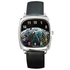 Bubble Iridescent Soap Bubble Square Metal Watch