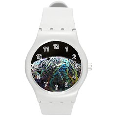 Bubble Iridescent Soap Bubble Round Plastic Sport Watch (m) by Amaryn4rt