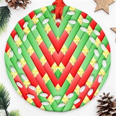 Christmas Geometric 3d Design Round Filigree Ornament (two Sides)