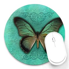 Butterfly Background Vintage Old Grunge Round Mousepads by Amaryn4rt