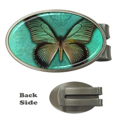 Butterfly Background Vintage Old Grunge Money Clips (oval)  by Amaryn4rt