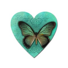 Butterfly Background Vintage Old Grunge Heart Magnet by Amaryn4rt