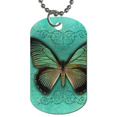 Butterfly Background Vintage Old Grunge Dog Tag (one Side)