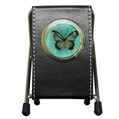 Butterfly Background Vintage Old Grunge Pen Holder Desk Clocks by Amaryn4rt