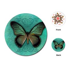 Butterfly Background Vintage Old Grunge Playing Cards (round) 