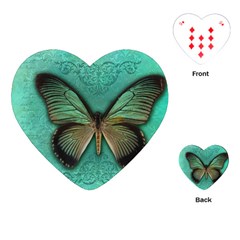 Butterfly Background Vintage Old Grunge Playing Cards (heart) 