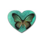 Butterfly Background Vintage Old Grunge Rubber Coaster (Heart)  Front