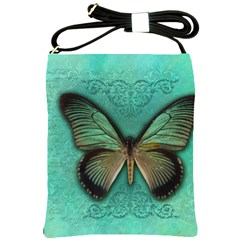 Butterfly Background Vintage Old Grunge Shoulder Sling Bags by Amaryn4rt