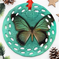 Butterfly Background Vintage Old Grunge Ornament (round Filigree)