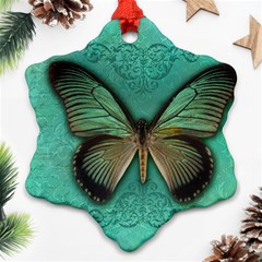 Butterfly Background Vintage Old Grunge Snowflake Ornament (two Sides)