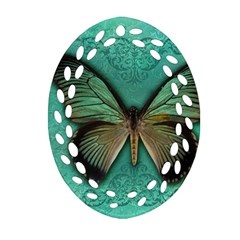 Butterfly Background Vintage Old Grunge Ornament (oval Filigree)