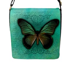 Butterfly Background Vintage Old Grunge Flap Messenger Bag (l)  by Amaryn4rt