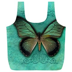 Butterfly Background Vintage Old Grunge Full Print Recycle Bags (l) 