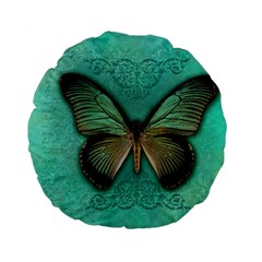 Butterfly Background Vintage Old Grunge Standard 15  Premium Flano Round Cushions