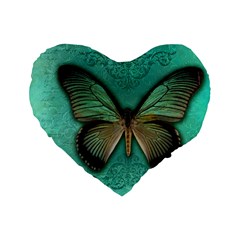 Butterfly Background Vintage Old Grunge Standard 16  Premium Flano Heart Shape Cushions