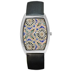 Ceramic Portugal Tiles Wall Barrel Style Metal Watch