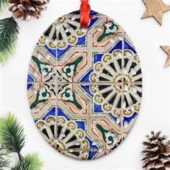 Ceramic Portugal Tiles Wall Oval Filigree Ornament (two Sides)